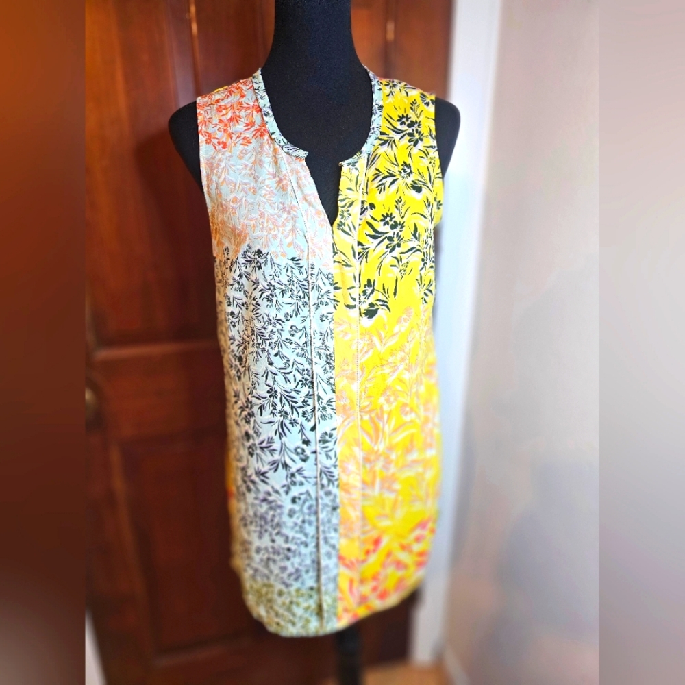 Yellow/multi color Cabi tunic top